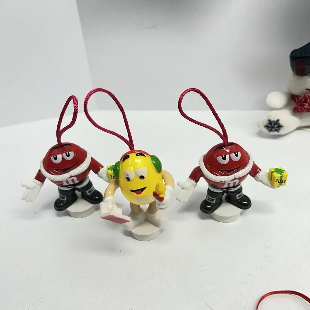 Vintage M&M Character Ornament Lot Fabric Quilted Baubles Pillow Candy Canes
